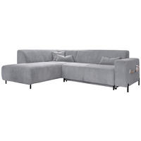 ECKSOFA Hellgrau Cord  - Hellgrau/Schwarz, Textil/Metall (192/250cm) - MID.YOU
