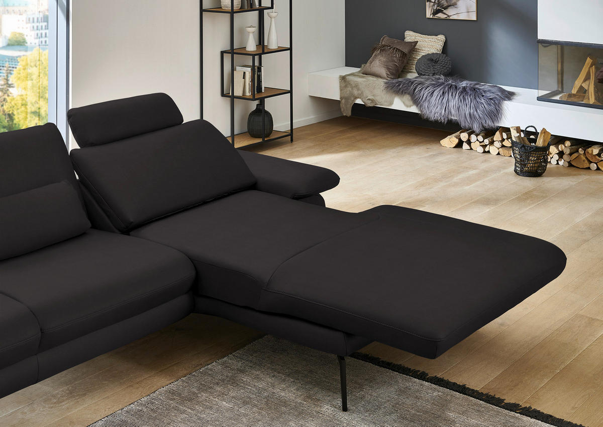 ECKSOFA in Echtleder Dunkelbraun  - Dunkelbraun/Schwarz, Design, Leder/Metall (310/180cm) - Dieter Knoll