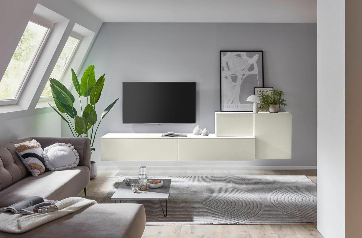 WOHNWAND 3-teilig  in Weiß   - Weiß, Design, Holz/Holzwerkstoff (300/73/49cm) - Celina Home