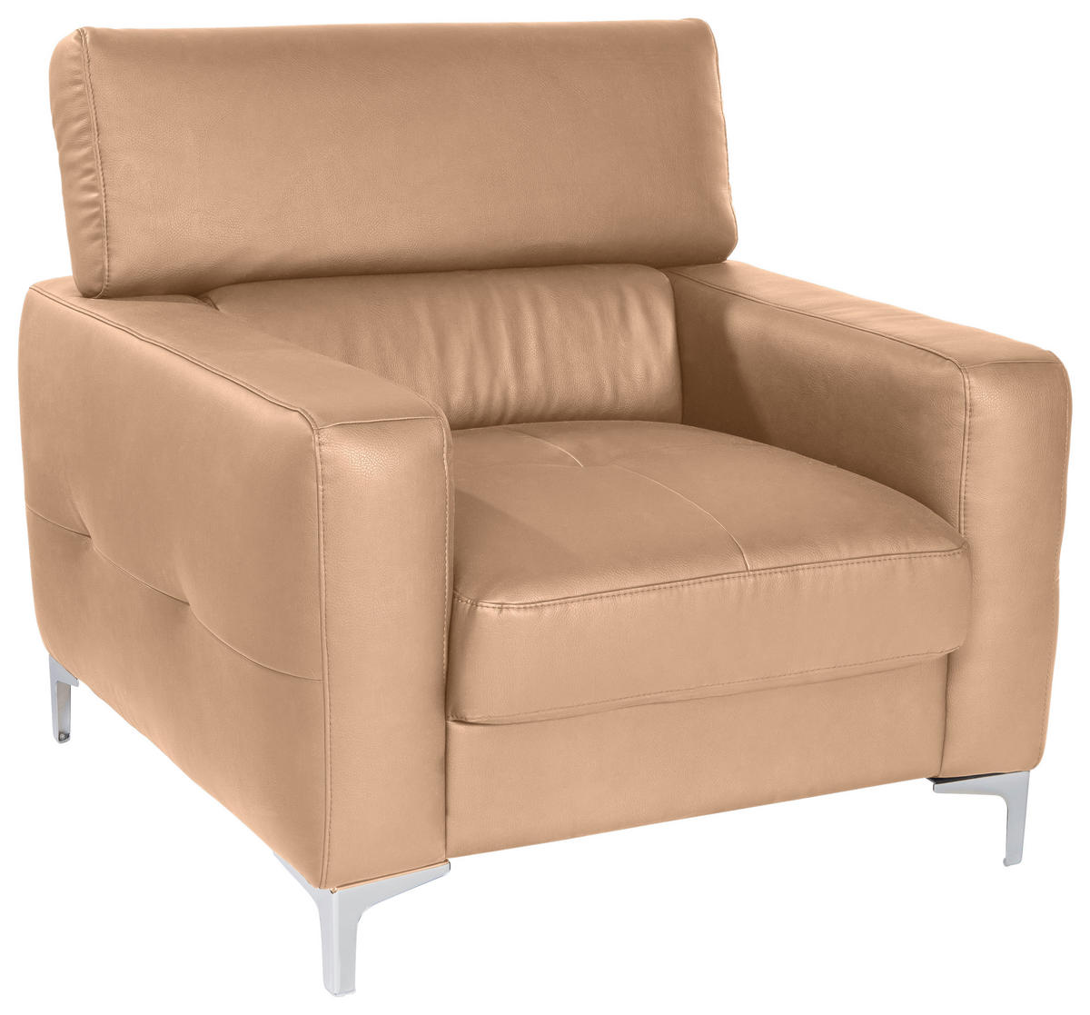 SESSEL in Echtleder Cappuccino  - Chromfarben/Cappuccino, Design, Leder/Metall (99/78-92/106cm) - Livetastic
