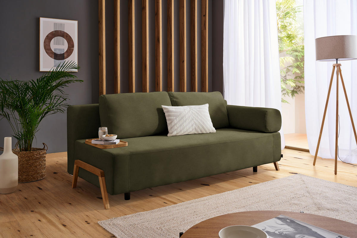 SCHLAFSOFA in Holz, Textil Olivgrün  - Naturfarben/Olivgrün, Design, Holz/Textil (211/88/102cm) - Niels Andersson