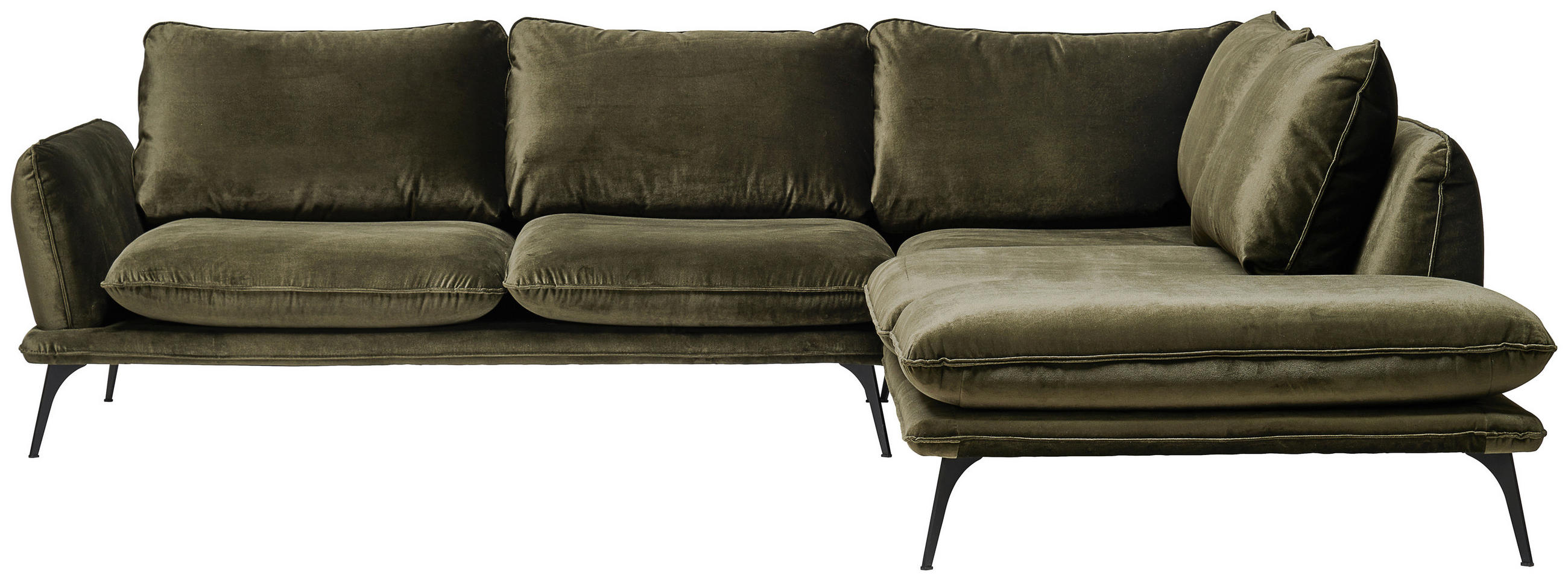 HÖRNSOFFA i velour mörkgrön  - svart/mörkgrön, Design, metall/textil (285/252cm) - Best Price
