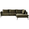 HÖRNSOFFA i velour mörkgrön  - svart/mörkgrön, Design, metall/textil (285/252cm) - Best Price
