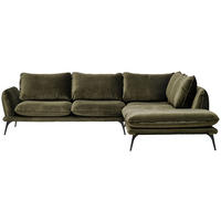 HÖRNSOFFA i velour mörkgrön  - svart/mörkgrön, Design, metall/textil (285/252cm) - Best Price
