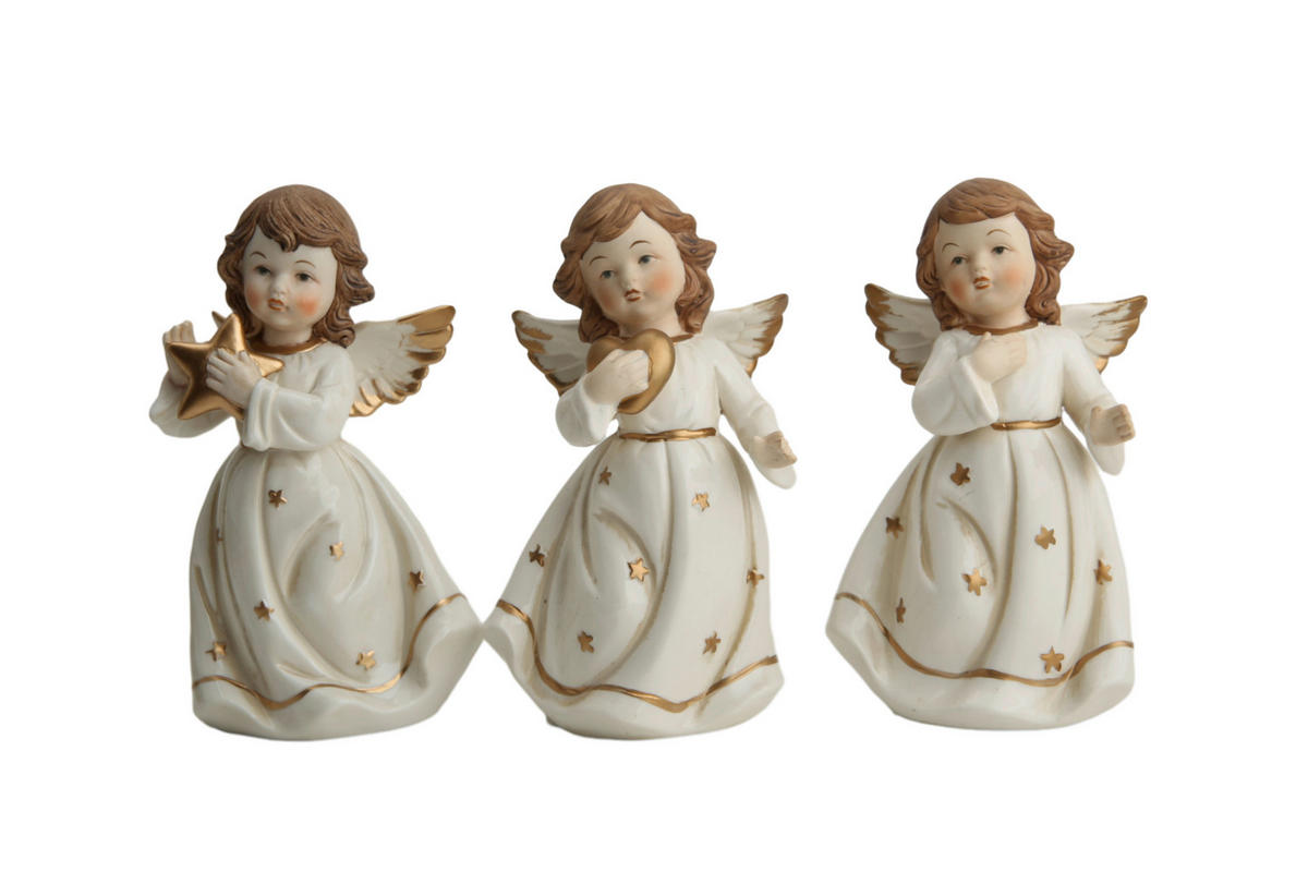 ÎNGER DECORATIV - alb/auriu, Lifestyle, ceramică (11,2/18,4/8,8cm) - X-Mas