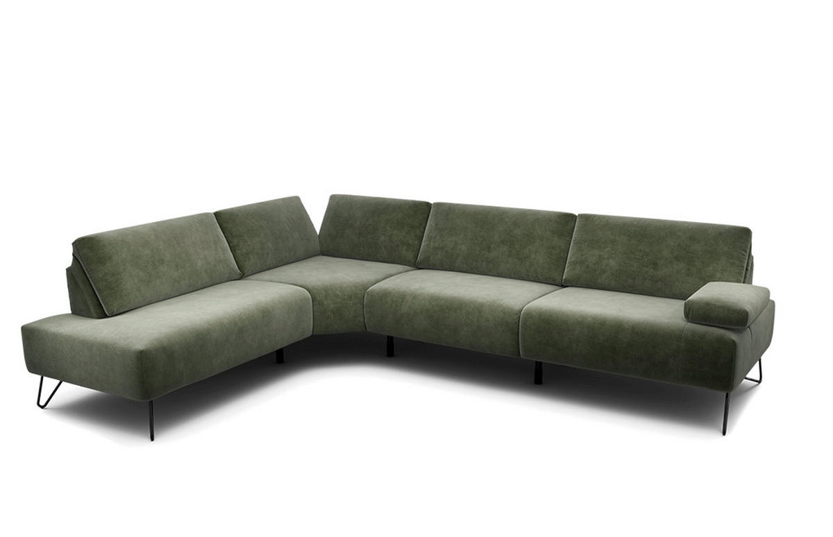 ECKSOFA Cosy Waldgrün Samt  - Waldgrün/Schwarz, Design, Textil/Metall (213/288-303cm) - SENSOO