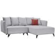 ECKSOFA in Chenille Hellgrau  - Hellgrau/Schwarz, LIFESTYLE, Textil/Metall (255/172cm) - Carryhome