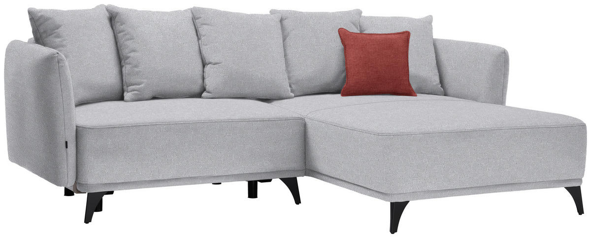 ECKSOFA in Chenille Hellgrau  255/172 cm  - Hellgrau/Schwarz, LIFESTYLE, Textil/Metall (255/172cm) - Carryhome