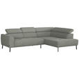 ECKSOFA in Struktur Hellgrau  280/205 cm  - Hellgrau/Schwarz, Design, Textil/Metall (280/205cm) - Xora