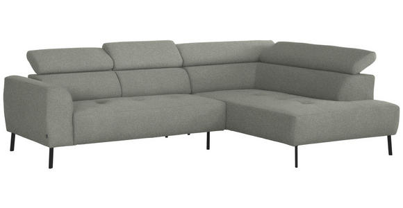 ECKSOFA in Struktur Hellgrau  280/205 cm  - Hellgrau/Schwarz, Design, Textil/Metall (280/205cm) - Xora