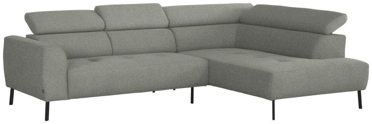 ECKSOFA in Struktur Hellgrau  280/205 cm  - Hellgrau/Schwarz, Design, Textil/Metall (280/205cm) - Xora