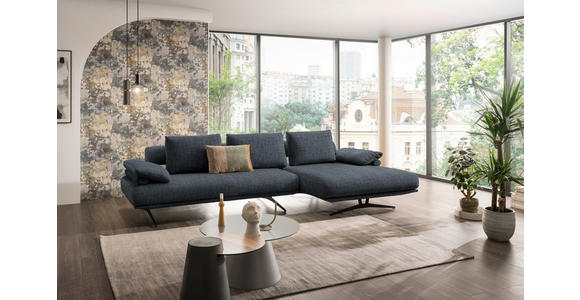 ECKSOFA in Chenille Dunkelblau 334/168 cm - Schwarz/Dunkelblau, Design, Textil/Metall (334/168cm) - Dieter Knoll