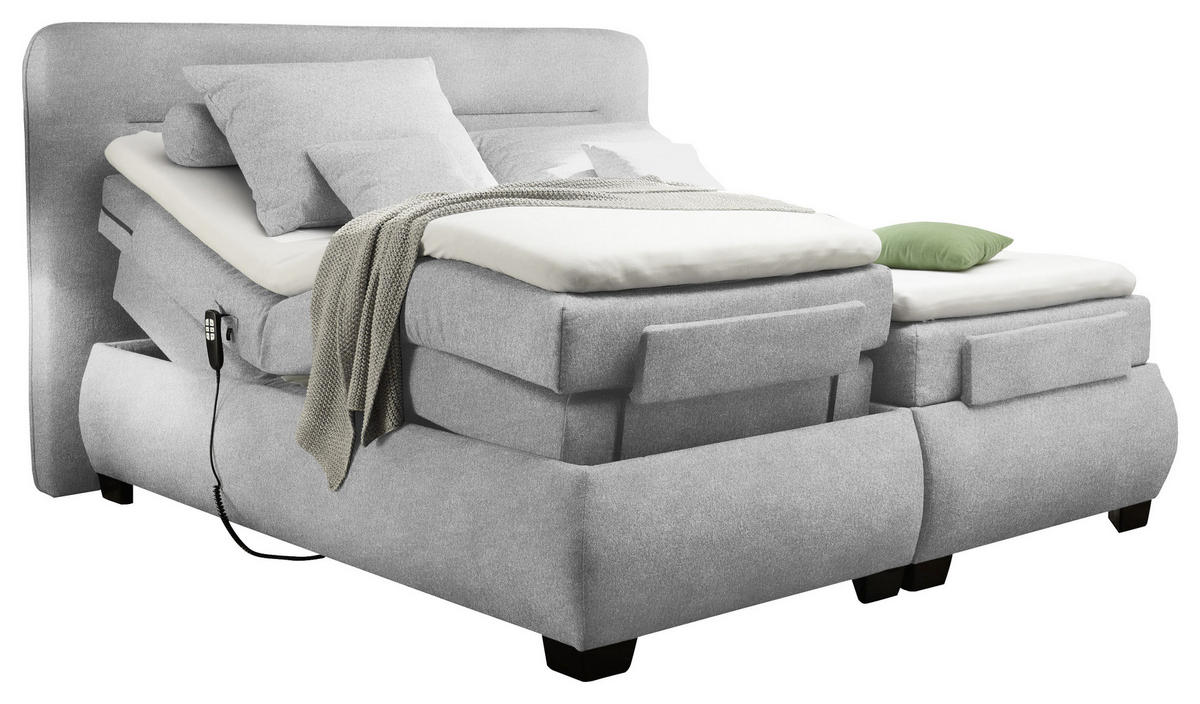 BOXSPRINGBETT 160/200 cm  in Silberfarben  - Silberfarben/Schwarz, KONVENTIONELL, Kunststoff/Textil (160/200cm) - MID.YOU
