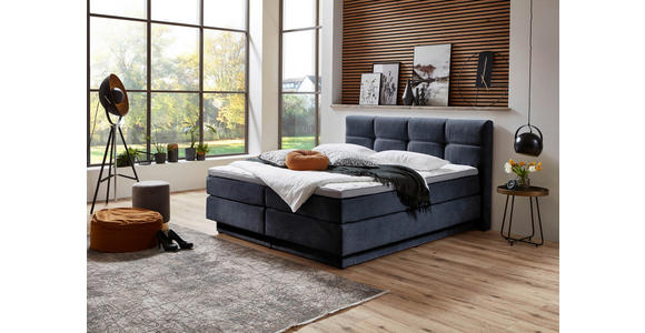 BOXSPRINGBETT 180/200 cm in Blau - Blau/Schwarz, KONVENTIONELL, Kunststoff/Textil (180/200cm) - Carryhome
