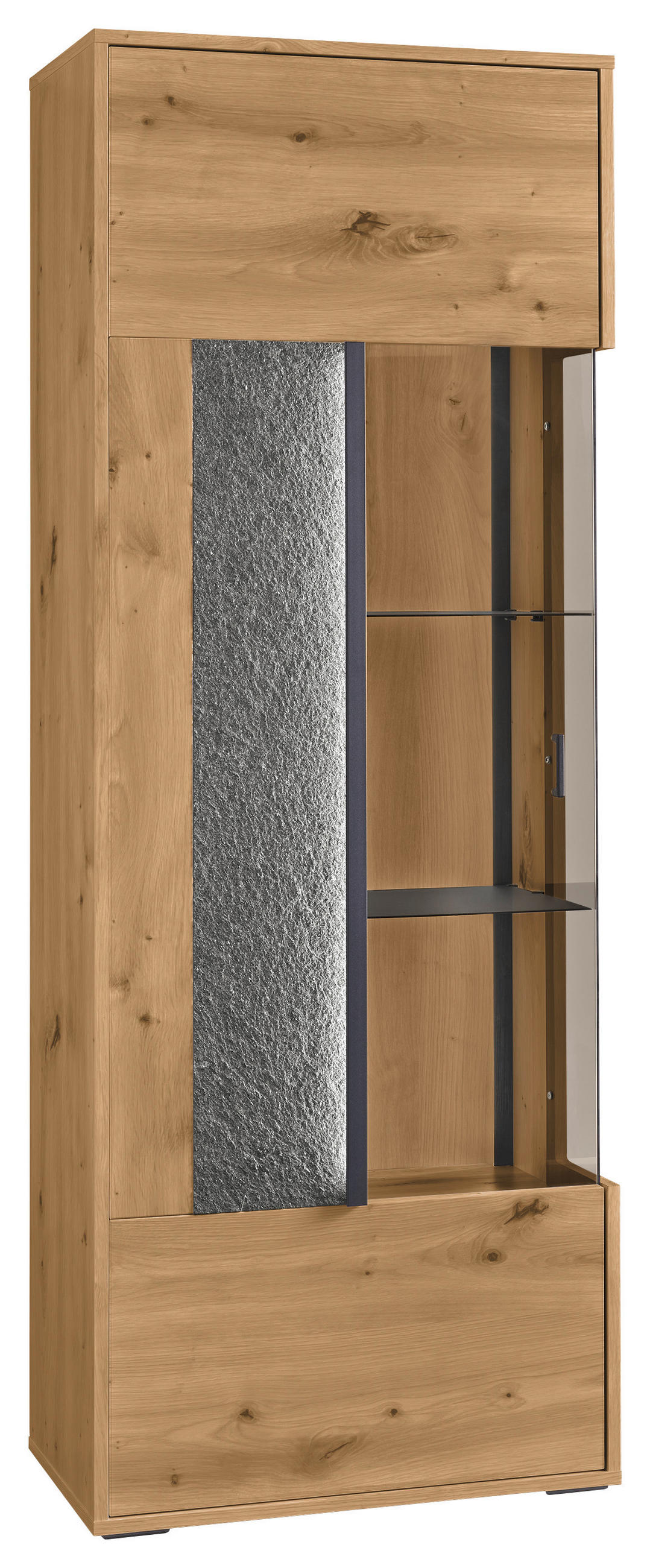 VITRINE in Eiche Artisan  - Dunkelgrau/Eiche Artisan, Design, Glas/Holzwerkstoff (63,7/170,8/37,2cm) - SetOne by Musterring