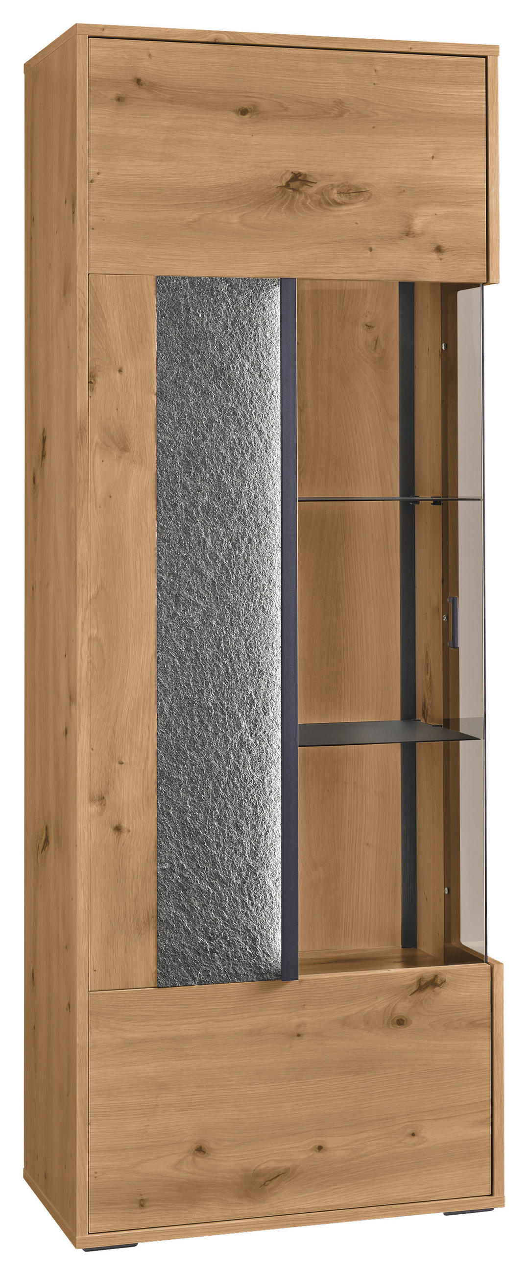 VITRINE in Eiche Artisan  - Dunkelgrau/Eiche Artisan, Design, Glas/Holzwerkstoff (63,7/170,8/37,2cm) - SetOne by Musterring