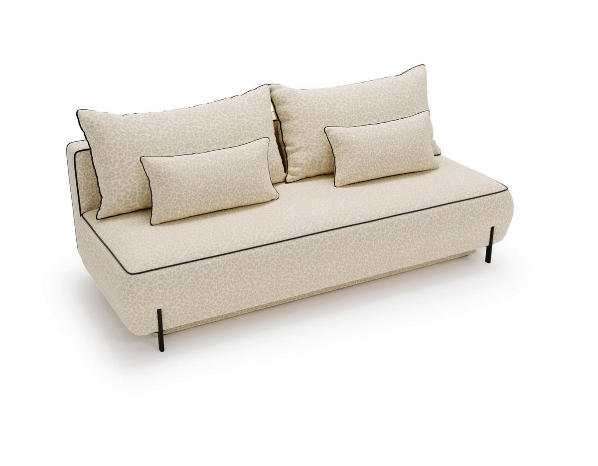 SCHLAFSOFA Jacquard Beige Stoffauswahl, Rücken echt  - Beige/Hellgrau, Design, Textil/Metall (212/90/95cm) - Livetastic