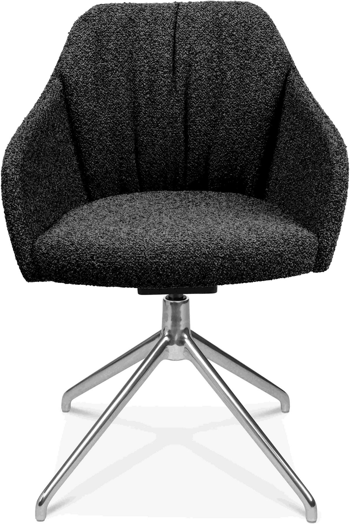 ARMLEHNSTUHL  in Aluminium Flachgewebe  - Anthrazit/Alufarben, Design, Textil/Metall (58/81,5-84,5/60cm) - Johann Jakob