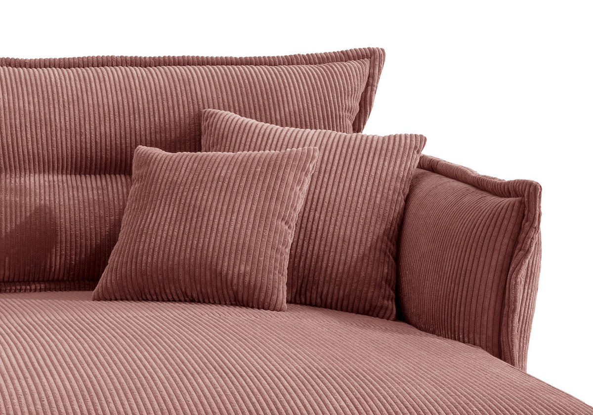 ECKSOFA in Cord Koralle  - Koralle/Schwarz, Modern, Textil/Metall (255/180cm) - Livetastic