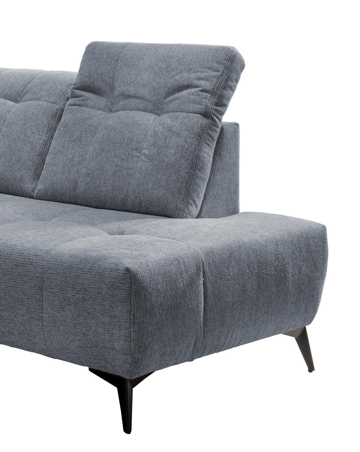 ECKSOFA in Chenille Hellblau  - Schwarz/Hellblau, Modern, Textil/Metall (261/200cm) - Livetastic
