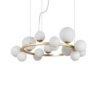 HÄNGELEUCHTE 85/55/230 cm  - Messingfarben/Weiß, Design, Glas/Metall (85/55/230cm) - Ideal Lux