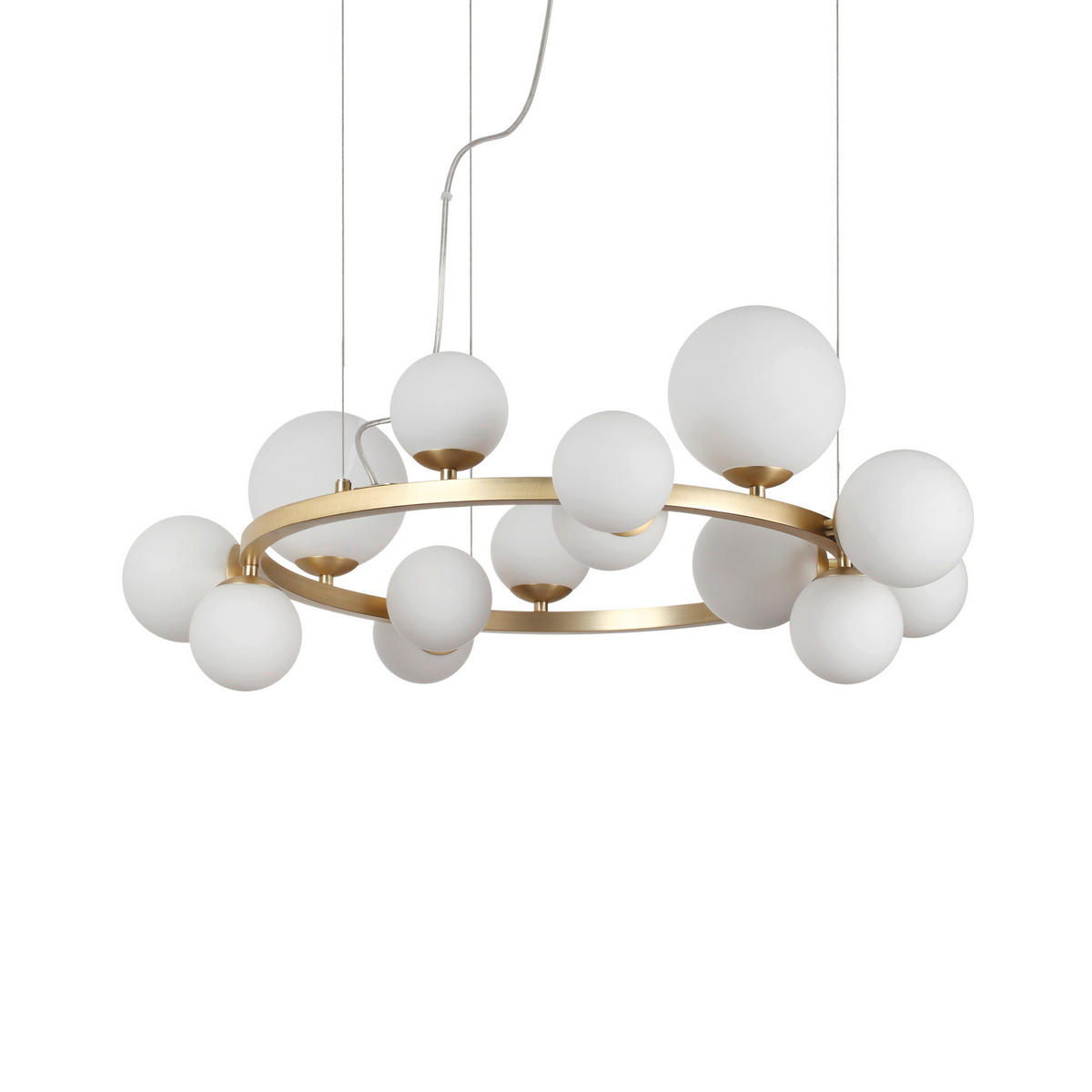 HÄNGELEUCHTE 85/55/230 cm  - Messingfarben/Weiß, Design, Glas/Metall (85/55/230cm) - Ideal Lux