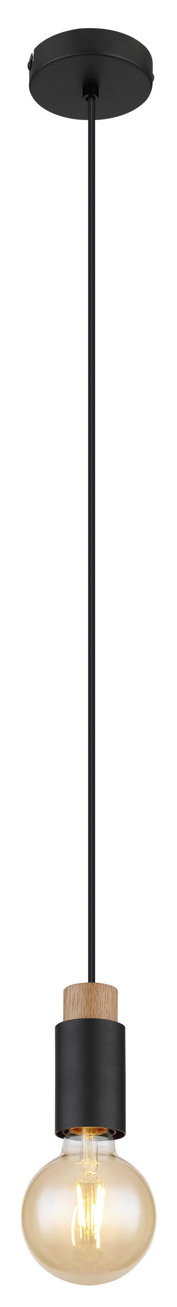 HÄNGELEUCHTE Matti 10/120 cm   - Dunkelbraun/Schwarz, Design, Holz/Kunststoff (10/120cm) - Globo