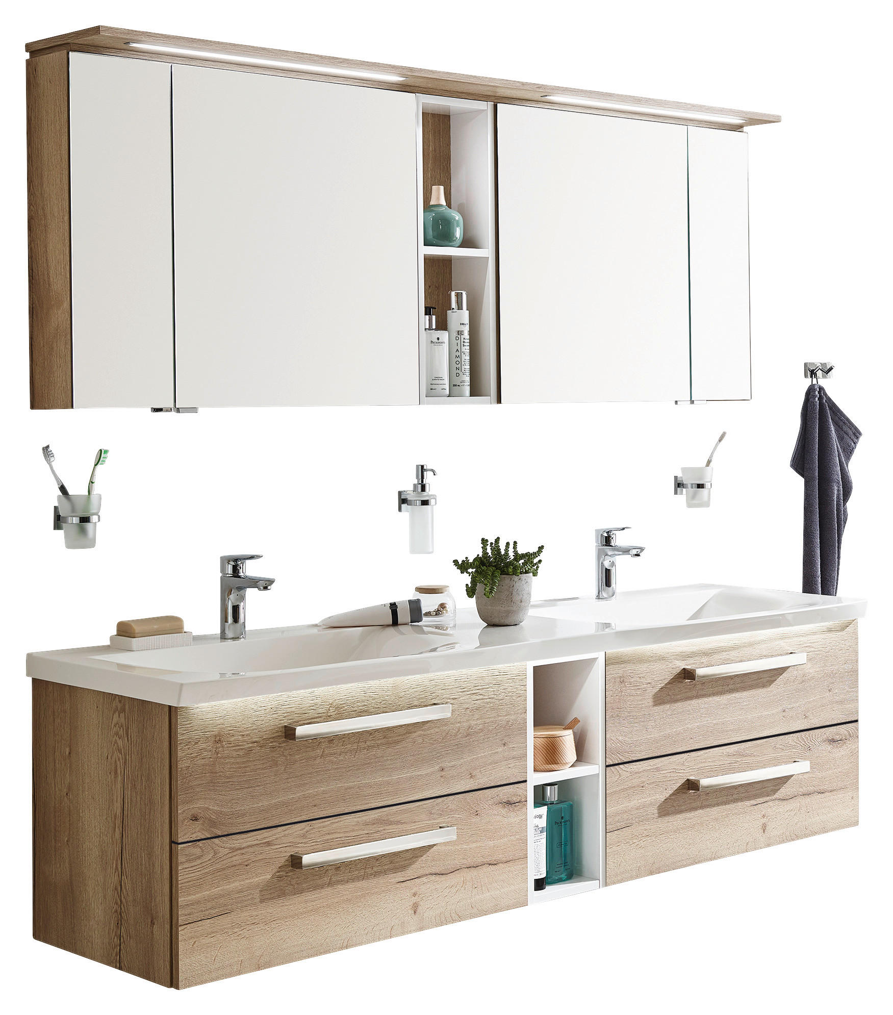 BADEZIMMER  in 170 cm  - Eichefarben/Weiß, Design, Holzwerkstoff (170cm) - b-collection