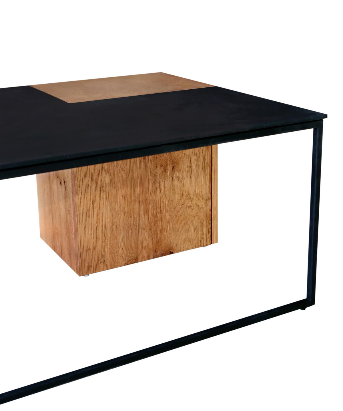 COUCHTISCH Eiche furniert rechteckig Naturfarben, Schwarz  - Schwarz/Naturfarben, Design, Holz/Holzwerkstoff (120/44/70cm) - MID.YOU