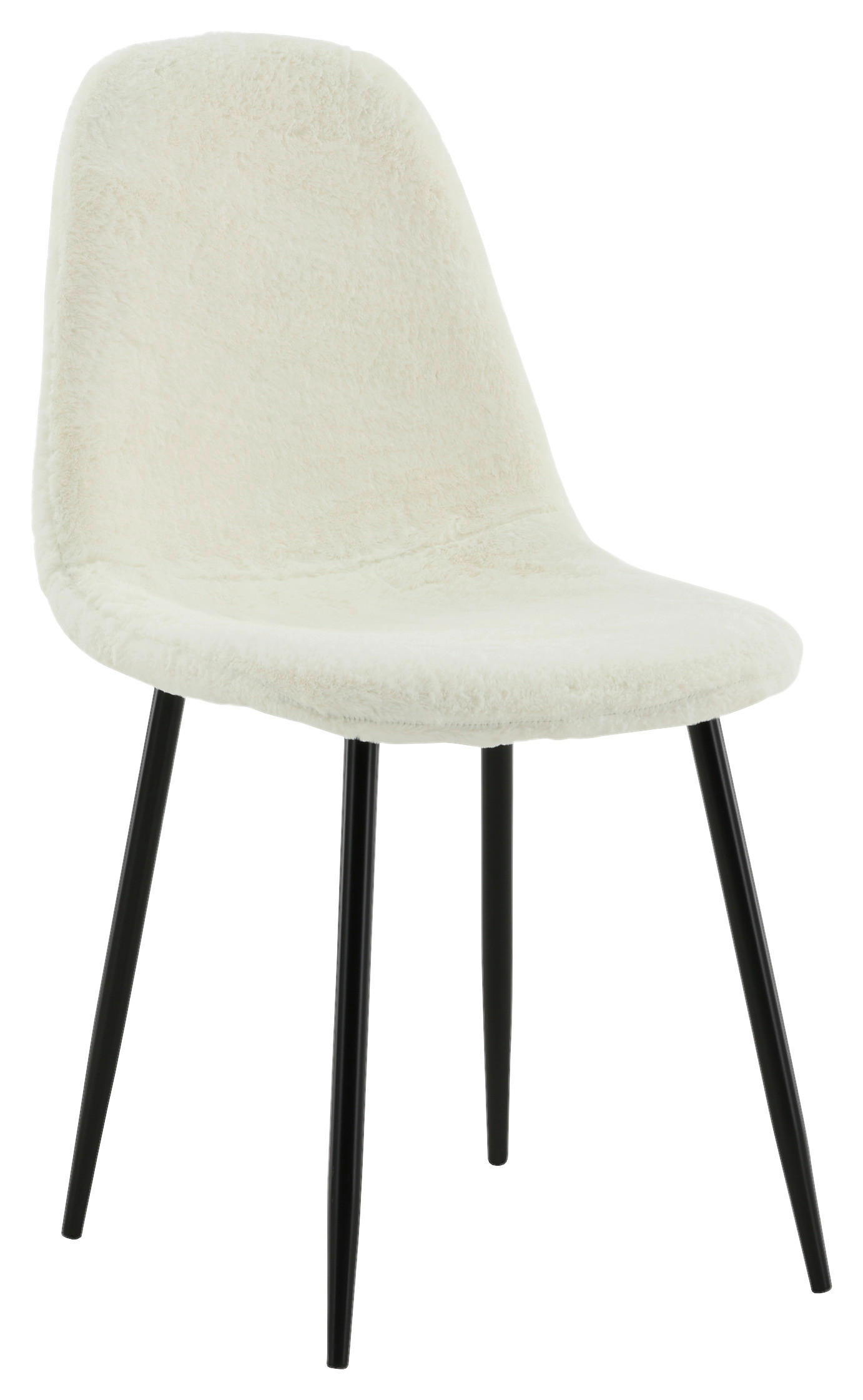 STOLSET 2 styck stål teddy tyg  - vit/svart, Design, metall/textil (44/87/53cm) - Livetastic