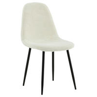 STOLSET 2 styck stål teddy tyg  - vit/svart, Design, metall/textil (44/87/53cm) - Livetastic
