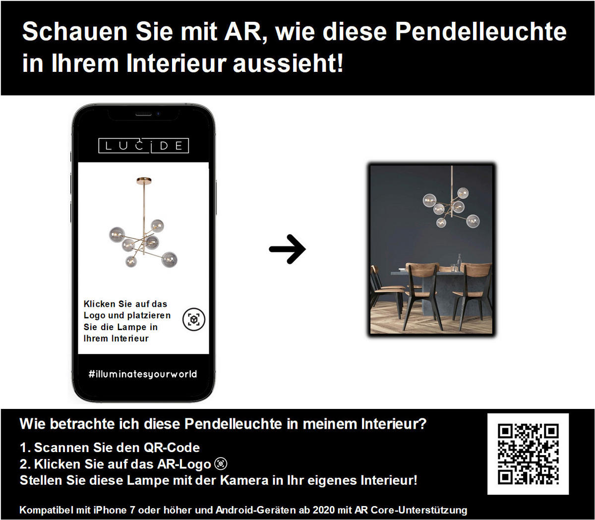 HÄNGELEUCHTE 72/72/116 cm    - Lifestyle, Glas (72/72/116cm) - Lucide