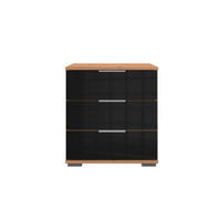 NOĆNI ORMARIĆ crna, boje hrasta   - boje hrasta/crna, Moderno, staklo/drvni materijal (52/58/38cm) - Carryhome