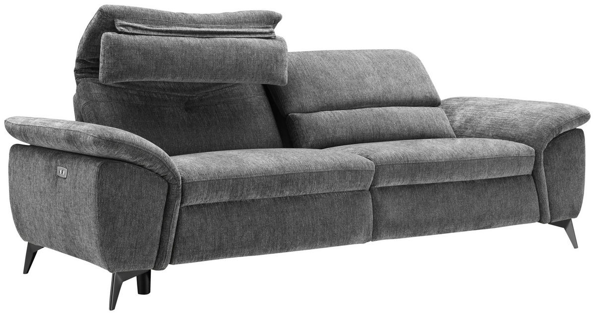2-SITZER-SOFA in Mikrofaser Dunkelgrau  - Dunkelgrau/Schwarz, Design, Textil/Metall (222cm) - Livetastic