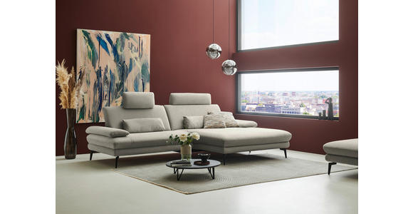 ECKSOFA  in Chenille, Flachgewebe Greige  284/180 cm  - Greige/Schwarz, Design, Textil/Metall (284/180cm) - Dieter Knoll