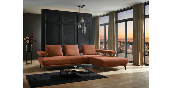 ECKSOFA in Chenille Rostfarben 305/224 cm - Rostfarben/Schwarz, Design, Textil/Metall (305/224cm) - Dieter Knoll
