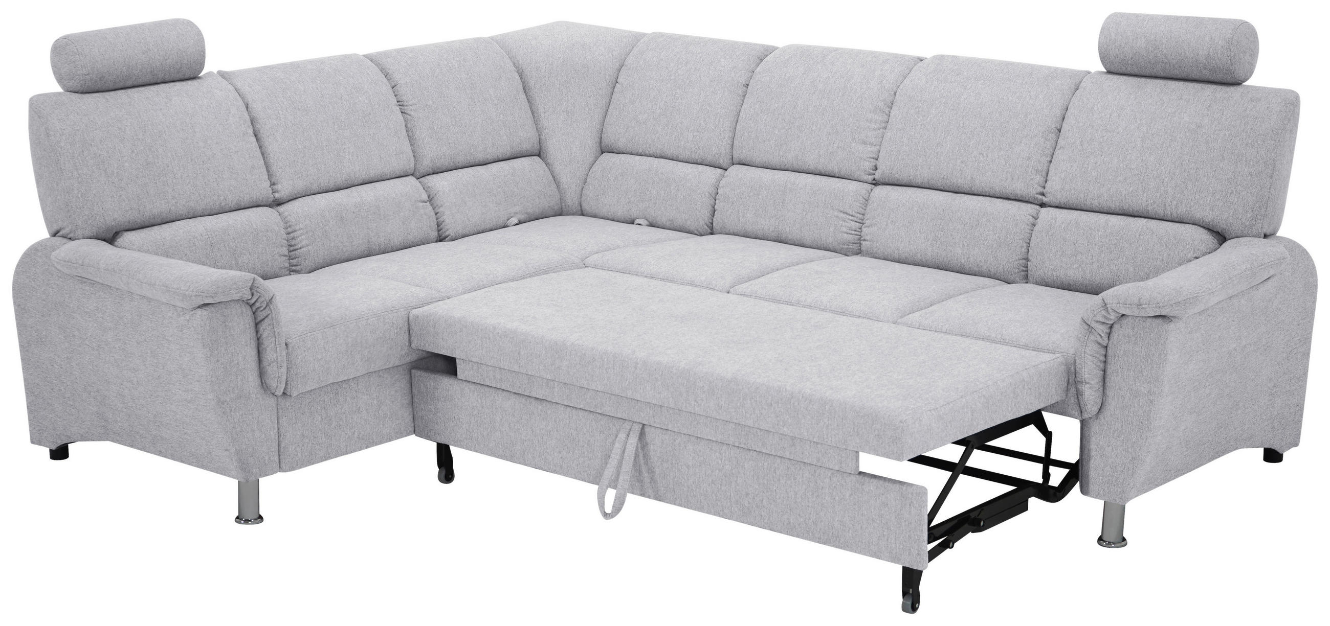 ECKSCHLAFSOFA Blaugrau Webstoff  - Blaugrau/Schwarz, Design, Kunststoff/Textil (219/270cm) - Livetastic