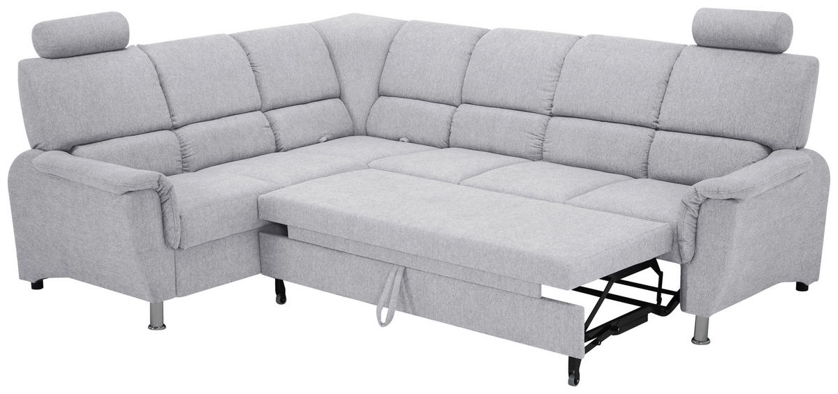 ECKSOFA in Webstoff Blaugrau  - Silberfarben/Blaugrau, Design, Holz/Kunststoff (219/270cm) - Livetastic