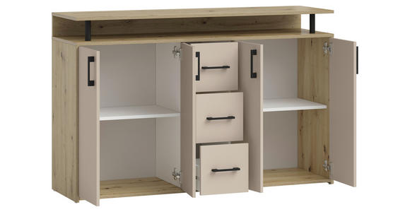 SIDEBOARD in 139/90/34 cm - Kaschmir/Schwarz, KONVENTIONELL, Holzwerkstoff/Kunststoff (139/90/34cm) - Carryhome