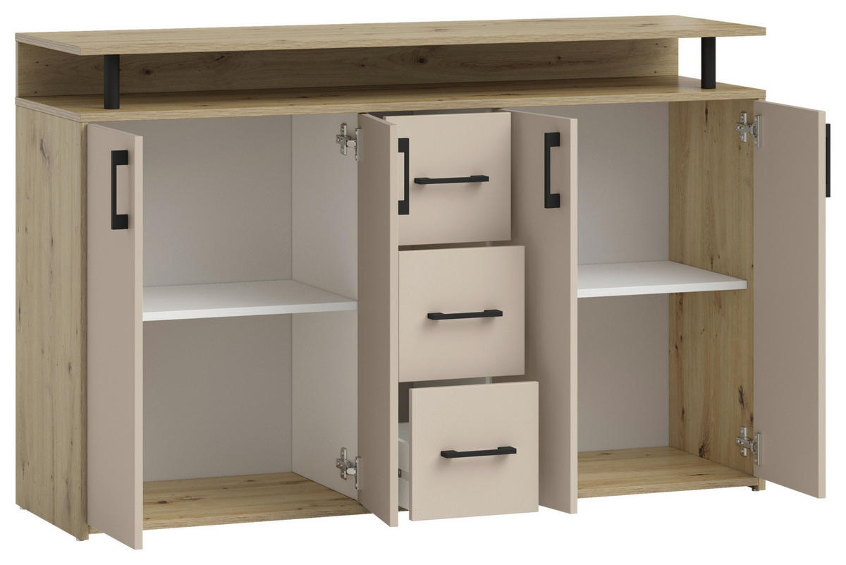 KOMODA S VRATIMA - kašmir/crna, Konvencionalno, pločasti materijal/plastika (139/90/34cm) - Carryhome