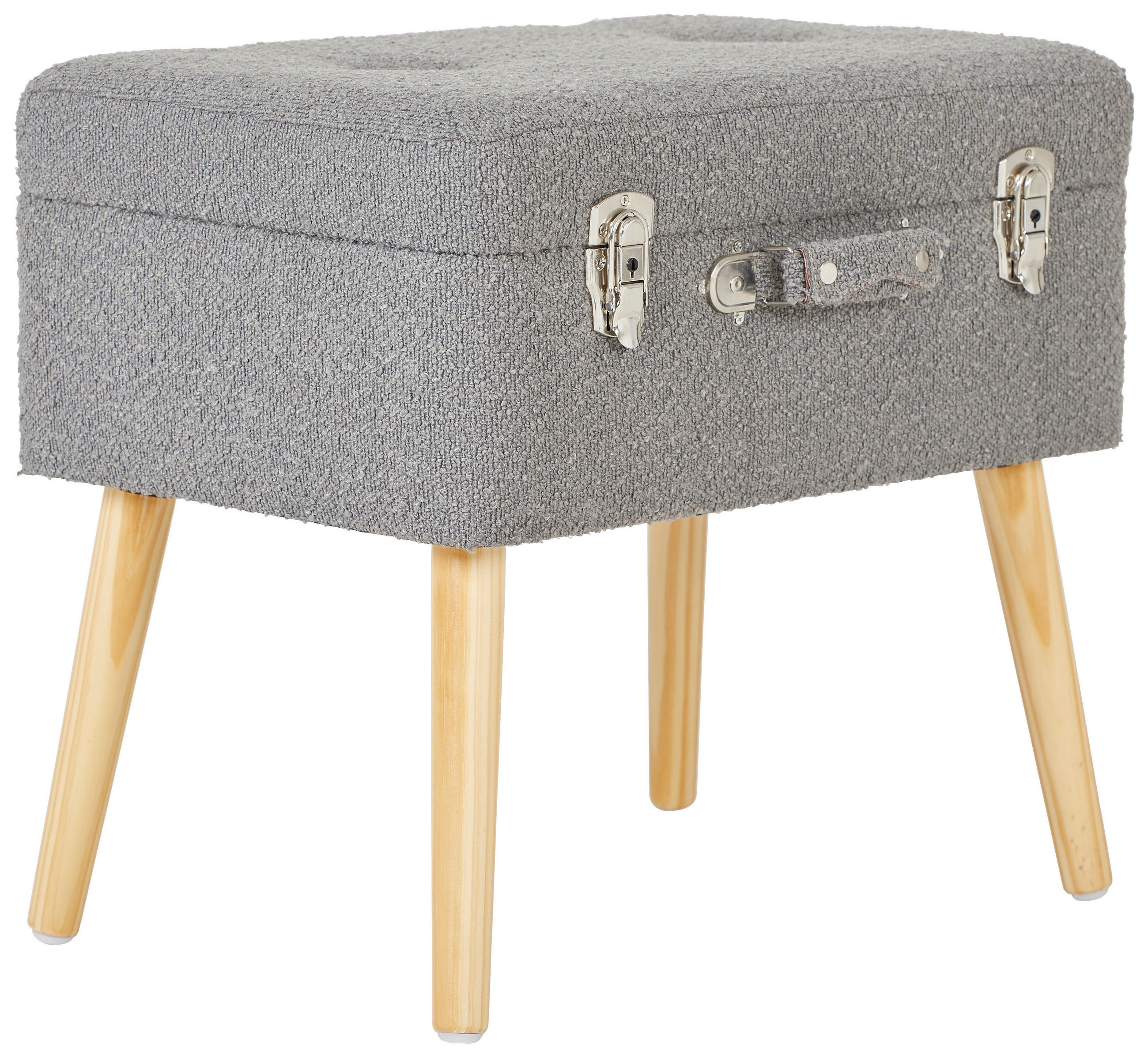 HOCKER in Holz, Textil, Holzwerkstoff Grau, Hellbraun  - Hellbraun/Naturfarben, Trend, Holz/Holzwerkstoff (50/46/35cm) - Xora