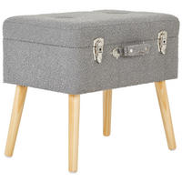 HOCKER in Holz, Textil, Holzwerkstoff Grau, Hellbraun  - Hellbraun/Naturfarben, Trend, Holz/Holzwerkstoff (50/46/35cm) - Xora