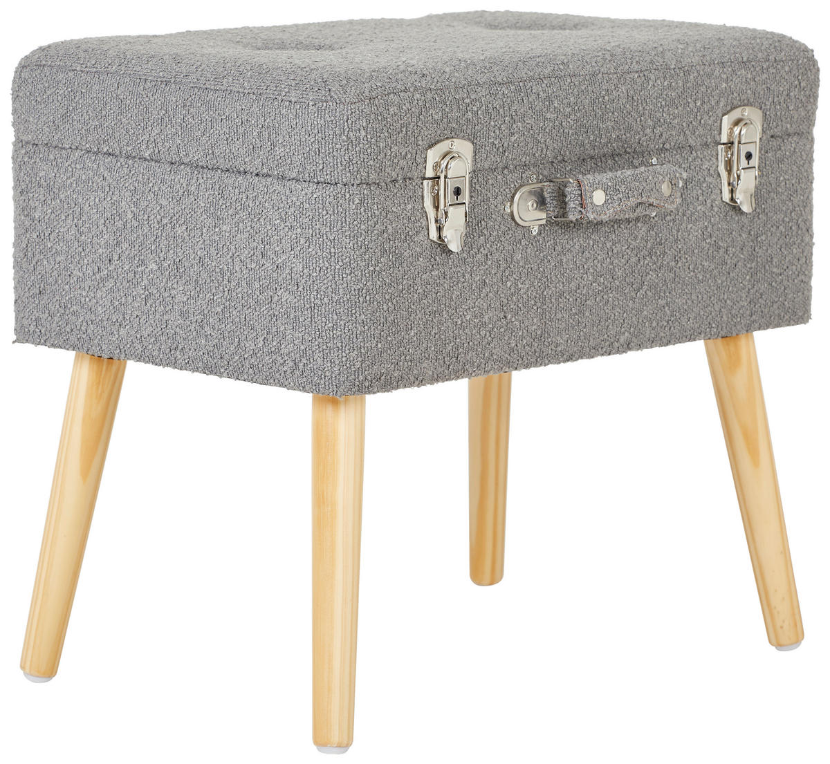 HOCKER in Holz, Textil, Holzwerkstoff Grau, Hellbraun  - Hellbraun/Naturfarben, Trend, Holz/Holzwerkstoff (50/46/35cm) - Xora