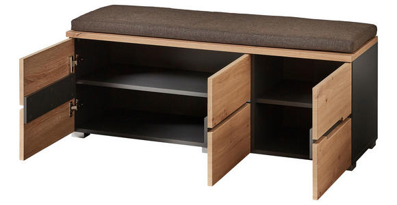 GARDEROBENBANK in 120,3/48/38 cm - Graphitfarben/Eiche Artisan, Design, Holzwerkstoff/Textil (120,3/48/38cm) - Voleo