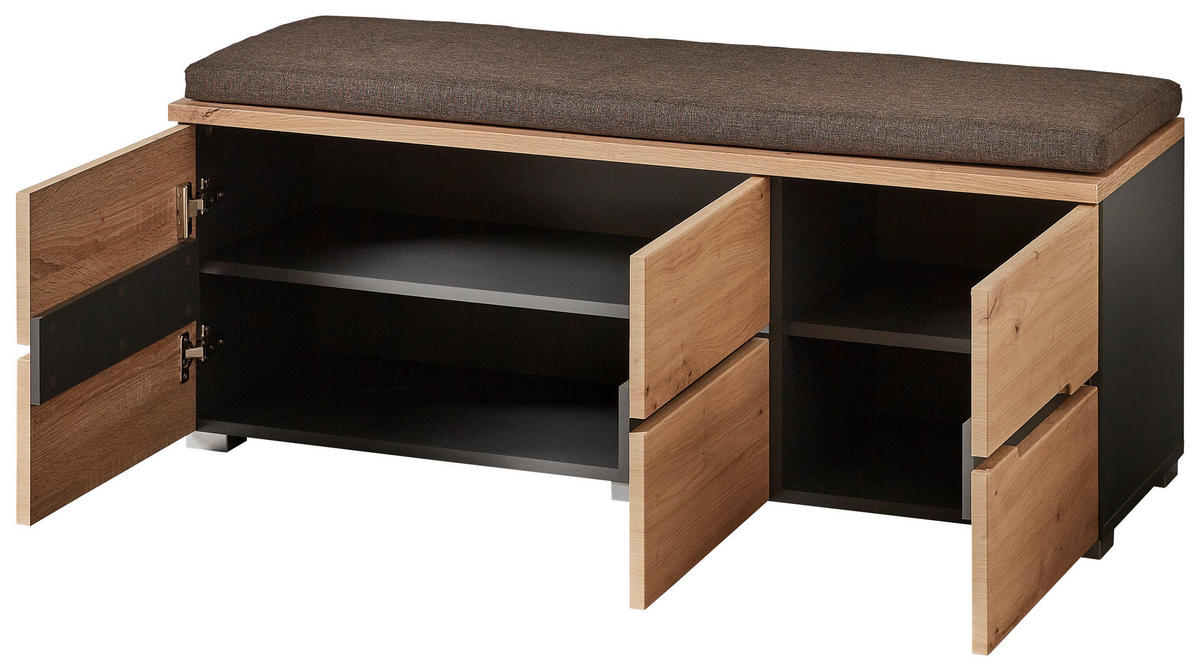 BANCĂ PENTRU HOL 120,3/48/38 cm  - maro/culoare lemn stejar, Design, textil/material pe bază de lemn (120,3/48/38cm) - Voleo