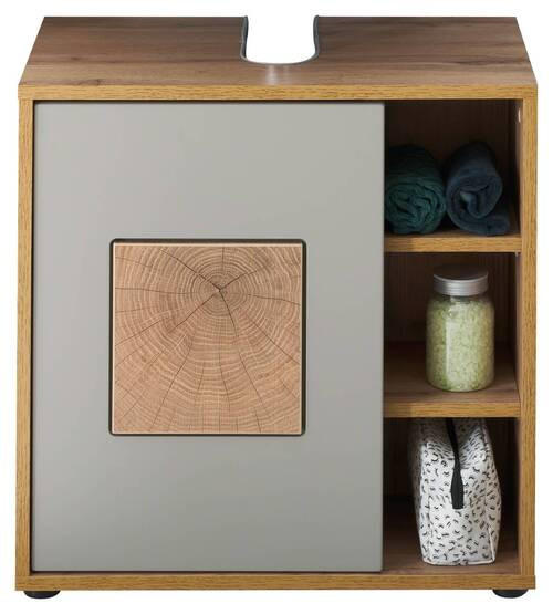 WASCHBECKENUNTERSCHRANK 60/60/35 cm - Eiche Wotan/Hellgrau, Modern, Holzwerkstoff/Kunststoff (60/60/35cm) - MID.YOU