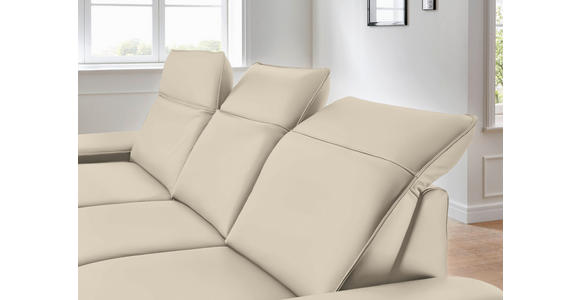 ECKSOFA in Echtleder Creme 193/328 cm - Creme/Schwarz, Design, Leder/Metall (193/328cm) - Dieter Knoll