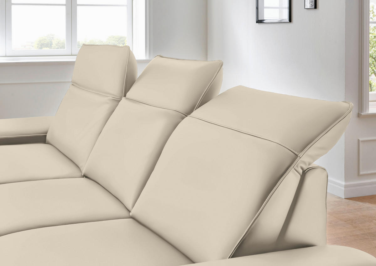 ECKSOFA in Echtleder Creme  193/328 cm  - Creme/Schwarz, Design, Leder/Metall (193/328cm) - Dieter Knoll