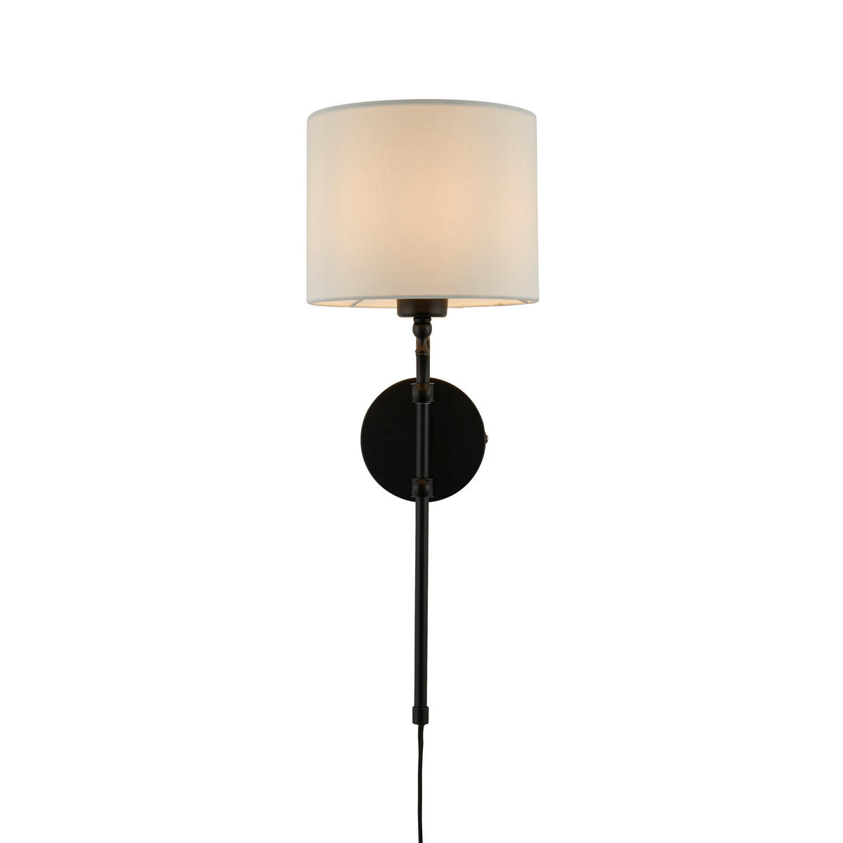 WANDLEUCHTE Munich 20/56 cm   - Schwarz/Naturfarben, Basics, Metall (20/56cm) - Searchlight