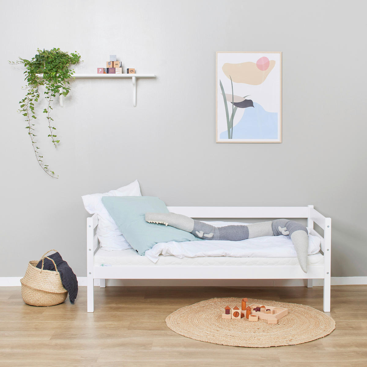 KINDER-/JUNIORBETT - Weiß/Kieferfarben, MODERN, Holz (70/160cm) - MID.YOU